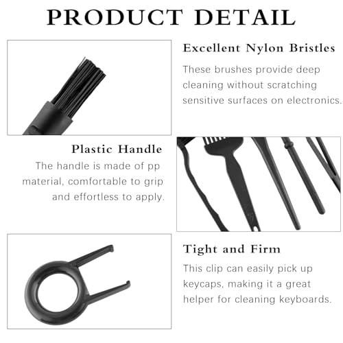 8 PCS Keyboard Cleaning Brushes Kit, Small Portable Anti Static Electronic Dust Cleaning Brush for Computer PC Keyboard Laptop Motherboard Camera Small Space(Black, Set of 8)