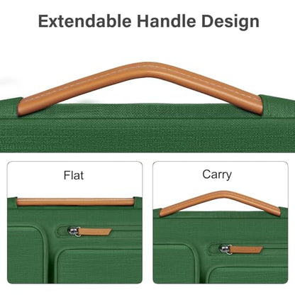 MOSISO 360 Protective Laptop Shoulder Bag, 15 inch Computer Bags | Compatible with MacBook Air 15 inch/Pro 15, Dell XPS Plus,Side Open Messenger Bag with 4 Zipper Pockets&Handle, Jungle Green - color: Jungle Green, size: 15 inch