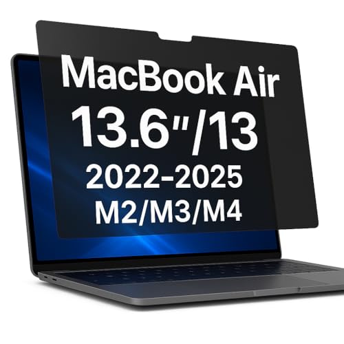 Magnetic Privacy Screen for MacBook Air 13.6"/13" (M2/M3/M4, A2681/A3113/A3240) – Removable Laptop Screen Protector, Blue Light Filter, Anti-Glare 16:10 Matte Display Guard
