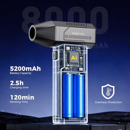 Compressed Air Duster,130000RPM Electric Air Duster Brushless Motor with Adjustable Stepless Speed, Fast Charging Rechargeable Cordless Air Blower for PC,Car,Keyboard,Pet,Home & Outdoor