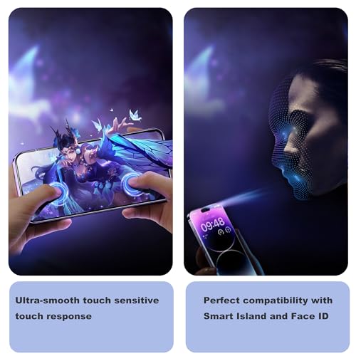 Matte Privacy Screen Protector for iPhone 15Pro Screen Protector Anti-Glare, Anti-Spy Tempered Glass Film, Smooth and Responsive Touch Anti-Scratch Glass