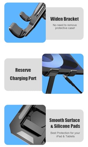 360° Rotating Tablet Desk Holder for All iPad/Tablets | Compatible with all iPad/Tablets - color: Silver