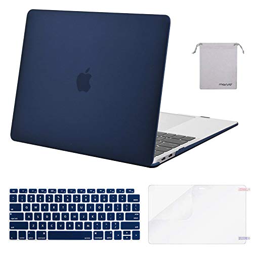 MOSISO Compatible with MacBook Air 13 inch Case M1 2021 2020 2019 2018 | A2337 A2179 A1932, Protective Hard Shell&Keyboard Cover&Screen Film&Pouch for MacBook Air 13.3 inch Case, Navy Blue - color: Navy Blue