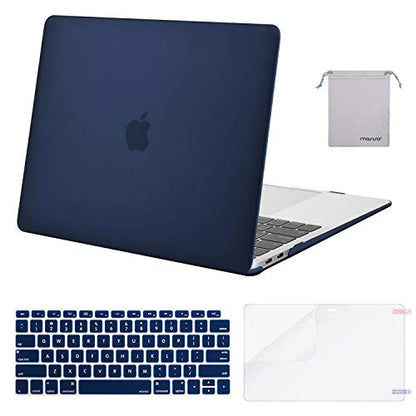 MOSISO Compatible with MacBook Air 13 inch Case M1 2021 2020 2019 2018 | A2337 A2179 A1932, Protective Hard Shell&Keyboard Cover&Screen Film&Pouch for MacBook Air 13.3 inch Case, Navy Blue - color: Navy Blue