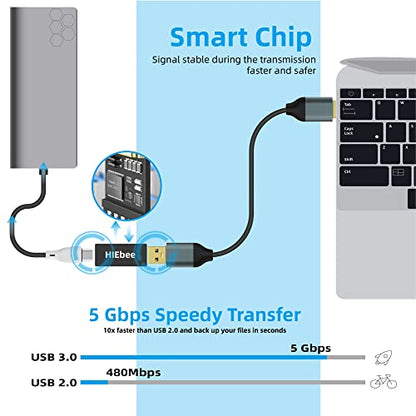 HIEbee USB 3.0 A to A Male Adapter, USB Female to Female, USB Type-C to USB A Male, USB 3.0 Female to USB C Female Connector Compatible with Hard Drive, Laptop etc
