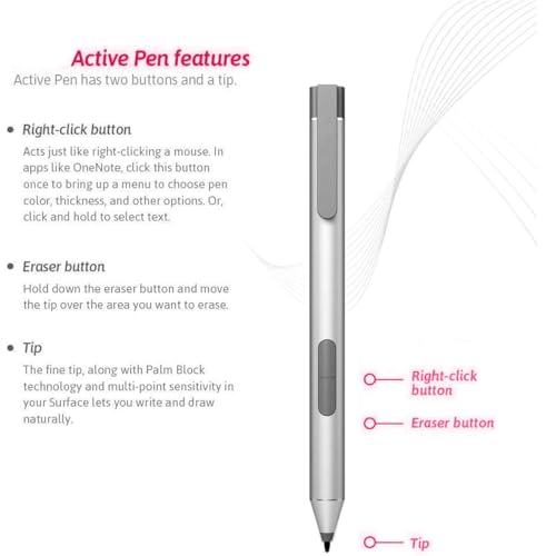 Active Stylus Pen for Dell 2 in 1 Laptop for Latitude 5285 5289 5290 7285 7390 7400, Inspiron 7420 7425, XPS 15 9570, Computer Touchpad Stylus (Check The Compatible List Before Purchase)