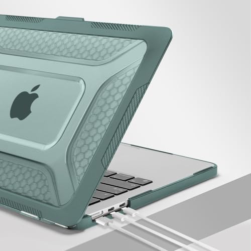 MOSISO Compatible with MacBook Air 13 inch Case M5 M4 M3 M2, Emerald Green | 2 in 1 Kit Honeycomb Shock Resistant Hard Case with Foldable Kickstand for MacBook Air 13.6 2026-2022 A3449 A3240 A3113 A2681 - color: Emerald Green
