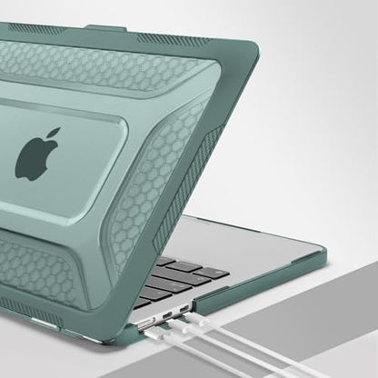 MOSISO Compatible with MacBook Air 13 inch Case M5 M4 M3 M2, Emerald Green | 2 in 1 Kit Honeycomb Shock Resistant Hard Case with Foldable Kickstand for MacBook Air 13.6 2026-2022 A3449 A3240 A3113 A2681 - color: Emerald Green