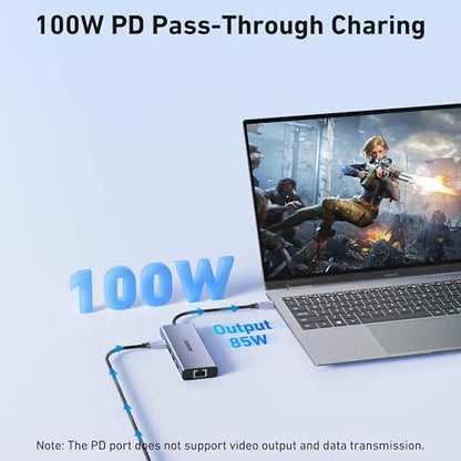 BENFEI USB C Hub 10-in-1 Docking Station, 4K@60Hz HDMI, Gigabit Ethernet, 100W PD, 5Gbps USB-C Data, 4X USB-A 3.0, 170MB/s SD/TF Card Reader for MacBook Pro/Air, iPad Pro, iMac, Galaxy S23, XPS 17