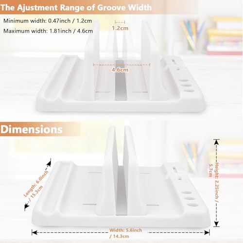 Vertical Laptop Stand Holder, ABS Organizer with Adjustable Dock, 3/4 in 1 Design Extra Storage Space-Saving, Sturdy Laptop Computer Holder for PC, MacBook, Mini PC, iPad (White, 1 Slot) - color: White