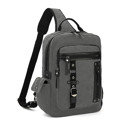 Vintage Messenger Bag, Canvas Backpack for Travel, Men's Shoulder Bag, Dual-use Bag for Hand Carry and Crossbody Carry - color: A-grey