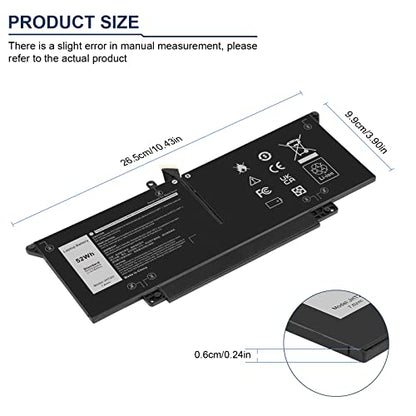 JHT2H Laptop Battery for Dell Latitude 7310 7410 Latitude 7410 Chromebook Enterprise Series P33S P34 S4V5X2 YY3GJ 2561J Y7HR3 35J09 HRGYV 0HRG WY9MP XMV7T 09YYF 7CXN6 T3JWC K36KR X825P XMT81 XMV7T - size: 10.43*3.9*0.24inch