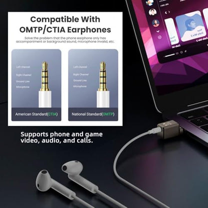 CY Audio Adapter Type C USB-C to DAC 3.5mm HiFi Audio AUX & MIC Sound Card 384kHz 32bit Adapter KT02H20 Compatible OMTP CTIA with Laptop Tablet Phone - style: USB-C to DAC 3.5mm 384kHz