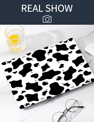 Seorsok Compatible with MacBook Air 13 Inch Model A1932 A2179 M1 A2337 Touch ID Release 2020 2019 2018 Plastic Hard Shell Case Protective Cover with 2 Pieces Black Keyboard Cover Cow Pattern - color: black white