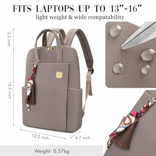 Kamlui Laptop Backpack for Women 15.6-inch Slim - Laptop Bag Computer Case Purse Travel Lightweight Medium Size Satchel Daypack 16-inch Water-resistant Business Comutter Fashion Stylish Nylon Khaki - color: Khaki239