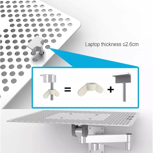Adjustable Laptop Mount with Mouse Tray,Full Motion Articulating Design for Heat Dissipation and Multi-Angle Rotation, Supports Up to 8KG