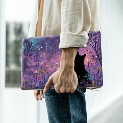 Reusable Universal Laptop Skin Sticker, Cut to Fit for 11.6–15.6 Inch Laptops, Waterproof Protective Film, No-Residue - Floral Galaxy Cat - color: Floral Galaxy Cat