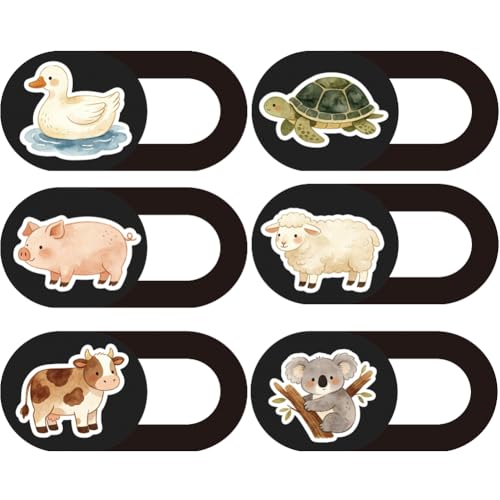 6Pcs 6 Styles Laptop Camera Cover Slide Animals 0.03 Inch Ultra Thin Webcam Cover for Mini PC Phone Desktop Computer Tablet Notebook Plastic Durable Privacy Protectors for Home Office Use - color: Other Animal-3