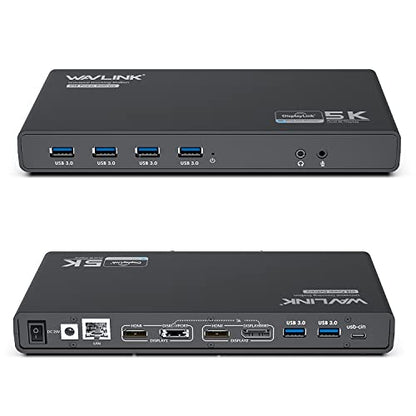 WAVLINK Universal Displaylink Docking Station Dual Monitor | 65W PD Charging for Laptop Windows/ Mac, MacBook Neo/ Air/ Pro,Dual HDMI/ DisplayPort,Gigabit Ethernet, 6 USB 3.0, Audio/Mic