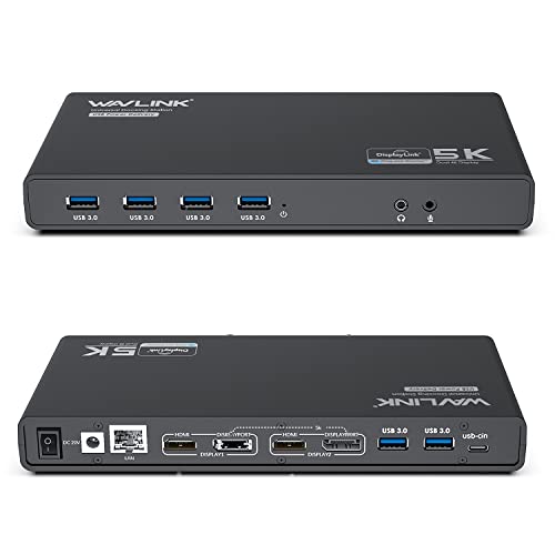 WAVLINK Universal Displaylink Docking Station Dual Monitor | 65W PD Charging for Laptop Windows/ Mac, MacBook Neo/ Air/ Pro,Dual HDMI/ DisplayPort,Gigabit Ethernet, 6 USB 3.0, Audio/Mic