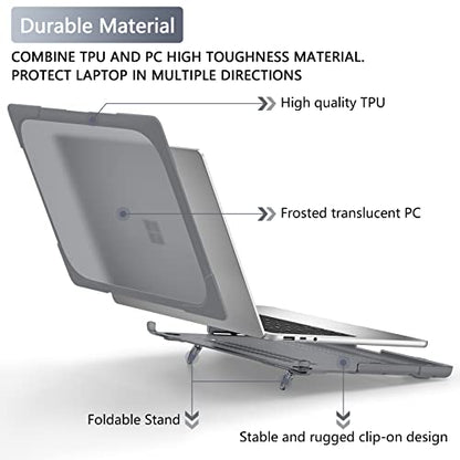 Batianda Durable Stand Case for Microsoft Surface Laptop 13.5 Inch, Grey | Fits Surface Laptop 3/4/5 13.5" with Alcantara Palm Rest, Heavy Duty Ergonomic Foldable Stand, TPU Bumper, Matte Hard Shell - color: Gray, size: with Alcantara material Palm Rest
