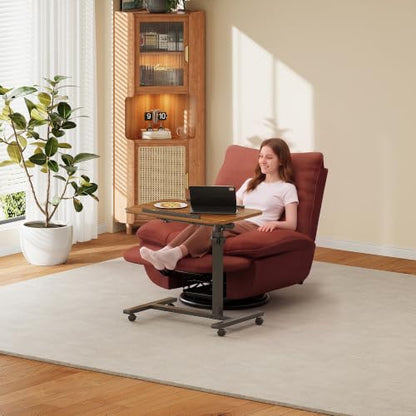 Furist Laptop Lap Desk, Mobile Adjustable Overbed Bedside Table with Wheels, Portable Standing Bed Desk, Rolling lapdesk Lap desks for Adults with Casters& Mouse Pad - color: Light Walnut