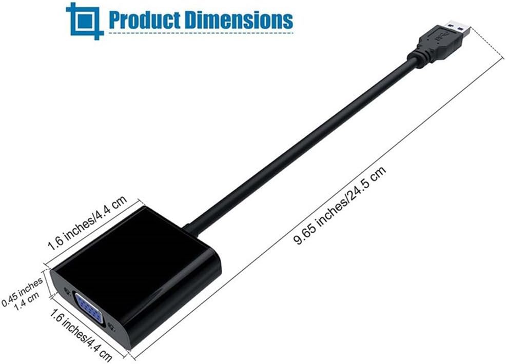 USB to VGA Adapter for Monitor, VGA to USB 3.0/2.0 Converter 1080P Multi-Display Video Cable for Laptop Desktop PC to Monitors, Projector, TV. (Not for Chromebook)