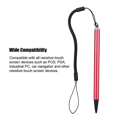Universal Touch Pen, Black/Silver/Red Resistive POS PDA Navigator Tablet Screen Touch Painting Pen with Hanging Spring Rope(Red) - color: Red