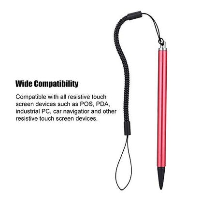 Universal Touch Pen, Black/Silver/Red Resistive POS PDA Navigator Tablet Screen Touch Painting Pen with Hanging Spring Rope(Red) - color: Red