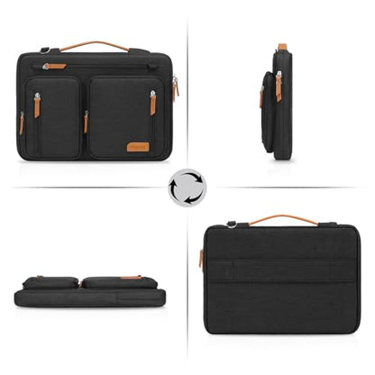MOSISO 360 Protective Laptop Bag, Computer Bags | Side Open Messenger Bag with Trolley Sleeve&5 Pockets - color: Black