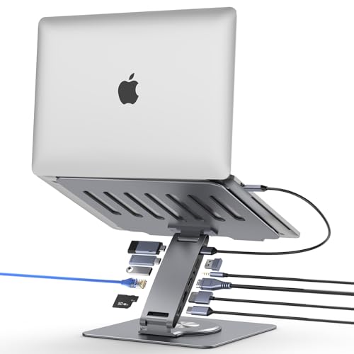 Laptop Docking Station Stand 11-IN-1 Triple Display HDMI DP 4K60Hz Gigabit Ethernet USB3.1 PD100W SD/TF Card Reader Audio 360°Swivel Laptop Stand with USB Hub for MacBookPro/Air/Dell/HP/Surface/Lenovo - color: For Laptop 7-15.6 inches 11-in-1 Ultra