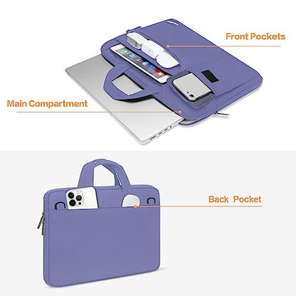 MOSISO Laptop Shoulder Bag Compatible with MacBook Air/Pro,13-13.3 inch Notebook,Compatible with MacBook Pro 14 inch M5 M4 M3 M2 M1 2026-2021,Polyester Flapover Briefcase Sleeve Case, Lavender Gray - color: Lavender Gray, size: 13.3 inch