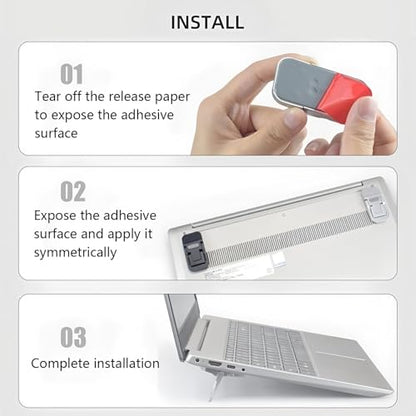 2 Pcs Zinc Alloy Foldable Laptop Stands, Portable Computer Keyboard Riser Feet with 2 Adjustable Angles, Self-Adhesive Invisible Mini Keyboard Stand for Notebook 10-17 Inches - color: Silver