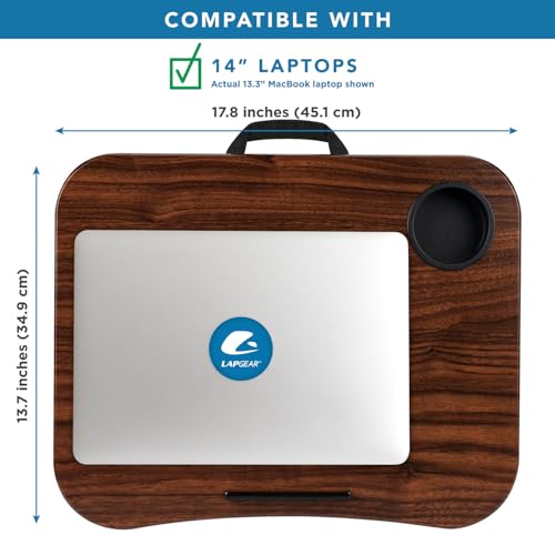 LAPGEAR Cup Holder Lap Desk – Espresso Woodgrain, Fits 14” Laptops - color: Espresso Woodgrain