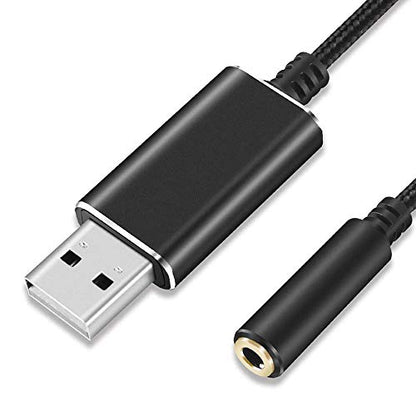 USB to 3.5mm Jack Audio Adapter with 3.5mm Headphone and Microphone Jack for, for, for, for PC/Laptops, Black, 500043134