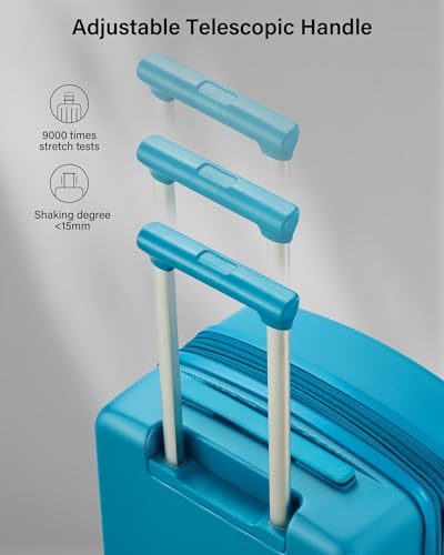 Hanke 20 Inch Expandable Carry On Luggage, Hard Shell with Side Hook | PC Hard Shell, Overhead Bin, Expandable Up to 15%, 8 Spinner Wheels, TSA Lock, Lightweight, Weekend Getaway - color: Caribbean Blue, size: 20 Inch EXT