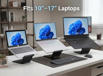 Laptop Stand for Desk – Ergonomic Laptop Riser, Improves Posture & Reduces Neck Pain, Stable No-Wobble Design, Cooling Airflow, Fits 10–17” Laptops, Office & Home Setup - color: Black