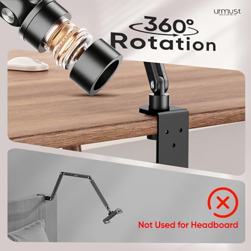 Tablet Stand for Desk, Adjustable iPad Holder for Bed, 4.7"-15.6" | 360° Rotation, Sturdy Aluminum Tablet Arm Mount for iPad Pro/Air/Mini, iPhone, Galaxy Tab, for Kitchen, Work, Video Call - size: 3 Arm-Up to 15.6"