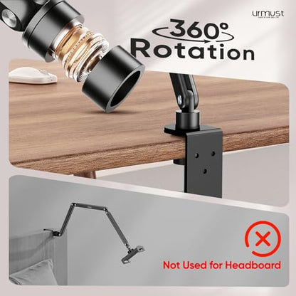 Tablet Stand for Desk, Adjustable iPad Holder for Bed, 4.7"-15.6" | 360° Rotation, Sturdy Aluminum Tablet Arm Mount for iPad Pro/Air/Mini, iPhone, Galaxy Tab, for Kitchen, Work, Video Call - size: 3 Arm-Up to 15.6"