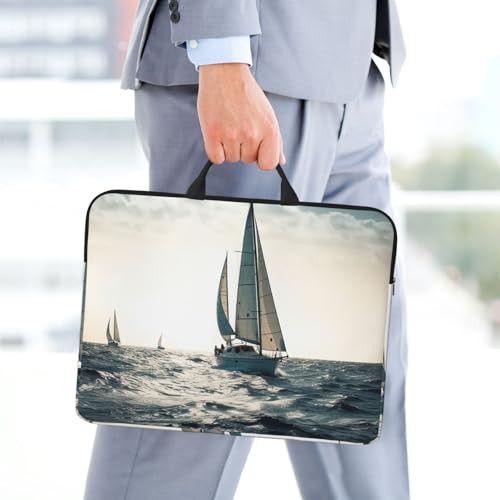 14 inch Laptop Sleeve with Handle Shockproof Laptop Bag Waterproof Computer Cover Bag Ocean Sailing Briefcase