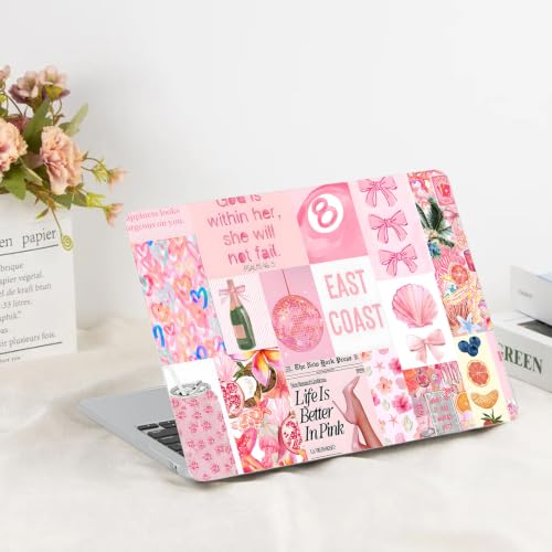 G JGOO Compatible with MacBook Air 15 inch Case 2026 2025 2024 2023 M5 A3448 M4 A3241 M3 A3114 M2 A2941, Protective Laptop Plastic Hard Shell Case + Keyboard Cover + Screen Protector, Pink Collage - color: Pink Collage