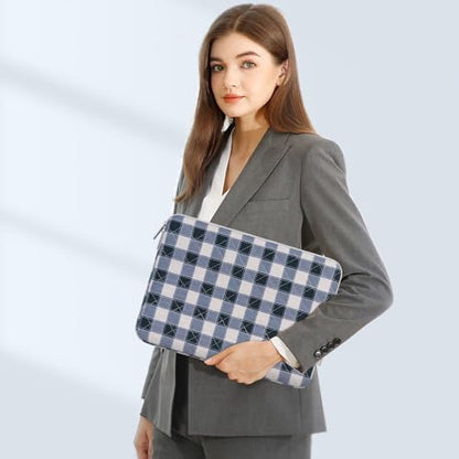 MOSISO 13-14 inch Laptop Case, 13.3 inch Puffy Laptop Sleeve, Blue&Sand Grid