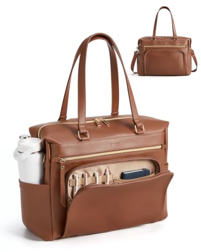 Missnine Teacher Nurse Work Bag Women 15.6" Laptop Tote Briefcase Purse - color: Dark Brown