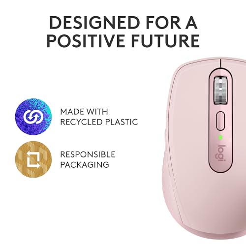 Logitech MX Anywhere 3S Compact Wireless Mouse, Fast Scrolling, 8K DPI Any-Surface Tracking, Quiet Clicks, Programmable Buttons, USB C, Bluetooth, Windows PC, Linux, Chrome, Mac - Rose | 8, 000 Dpi Darkfield, Quiet Clicks, Magspeed Scroll, USB-C Quick Cha