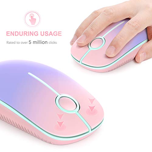 Unipows Wireless Mouse-2.4G Slim Portable Computer Mouse with Nano Receiver | Less Noise Mobile Optical Mice for Notebook, PC, Laptop, Desktop, Gradient Pink to Purple - color: Gradient Pink to Purple
