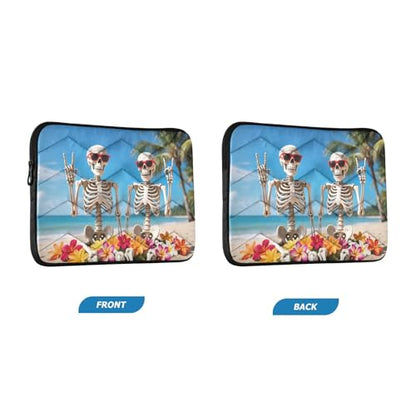 Skeletons on Beach 15-16 Inch Quilted Laptop Sleeve Case Soft Notebook Protector Bag Computer Carrying Case - color: skeletons on beach, size: Large