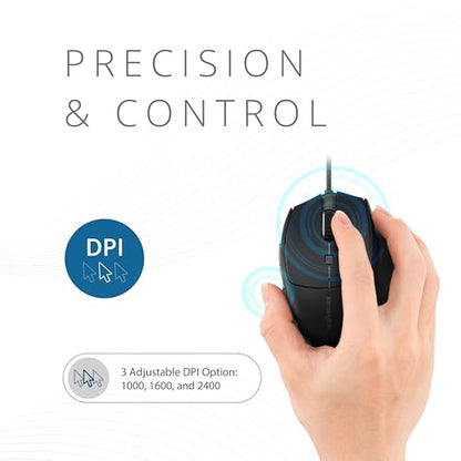Kensington USB-C Wired Mouse, Pro Fit Ergo MY435 EQ Wired Mouse, for Small to Medium-Sized Hand, Programmable Buttons, Quiet-Click Buttons, USB-C Connection - Black (K72512NA) | Fits small to medium hands, programmable and quiet-click buttons, USB-C conne