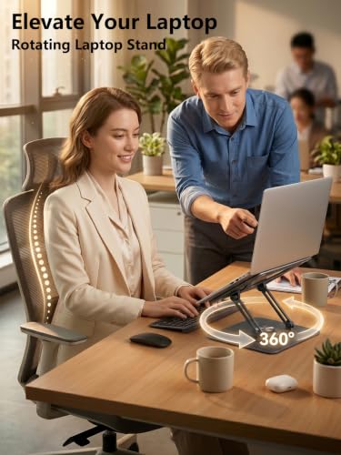 360° Rotating Laptop Stand for Desk,Adjustable Notebook Riser | Ergonomic, Height Adjustable,Hollow out Heat Dissipation Stable Structure for 10-16 Inch Laptop Macbook Notebook
