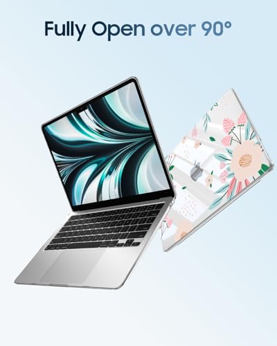 Fintie Case for MacBook Air 13 inch A3449/A3240/A3113/A2681 2022-2026 | M2/M3/M4/M5, Snap On Hard Shell, Full Port Access, Easy On/Off, Lightweight, Camellia - color: Pink Leopard