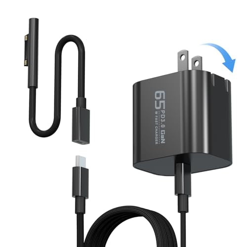 65W USB C Surface Pro Charger Compatible with Surface Pro 3/4/5/6/7/8/9/10/X/11/12,Surface Book1/2/3,Power Adapter Compatible with Microsoft Surface Laptop/Tablet,Support 44W 36W - color: black 65W-2